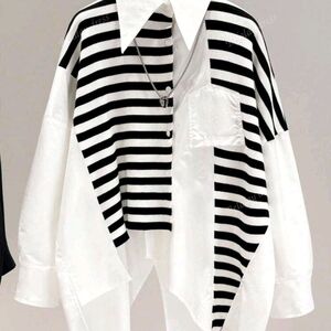 SHEIN Black and White Striped Top